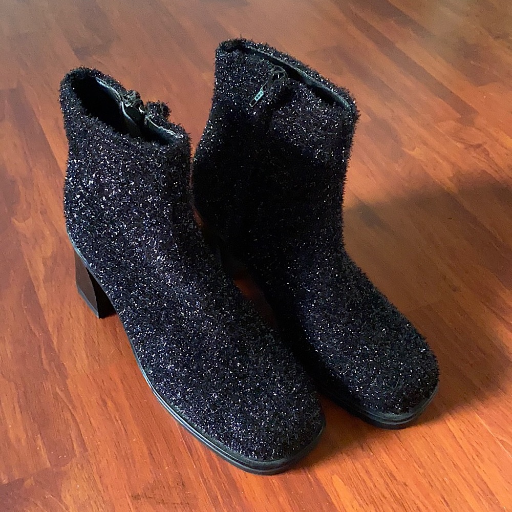 Sparkly and Chunky-Heeled Ankle Boots